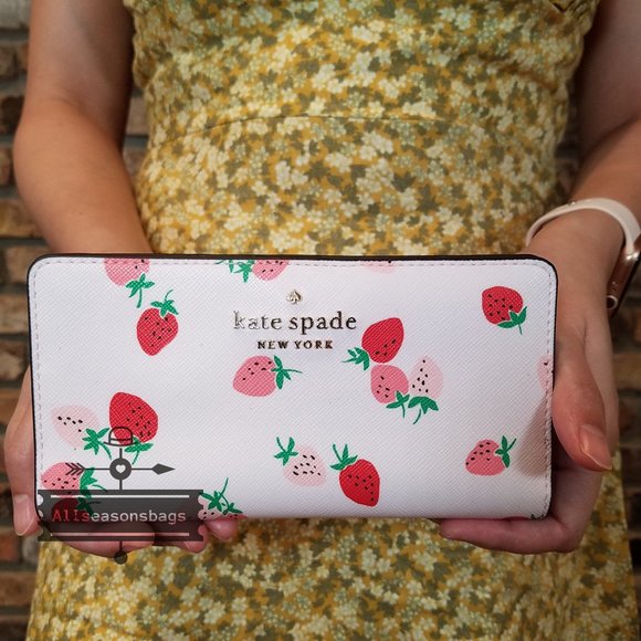 Kate Spade LARGE Strawberry Bifold Wallet Pink - Picture 2 of 8